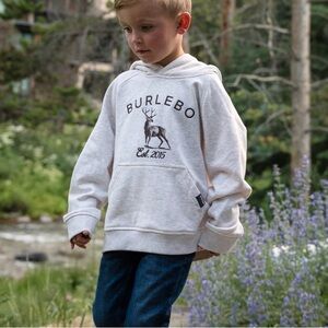 BURLEBO Kids Cream Hoodie with Deer Graphic